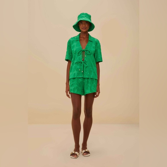 FARM RIO Green River Nature Towel Shirt COVERUP - Picture 2 of 4